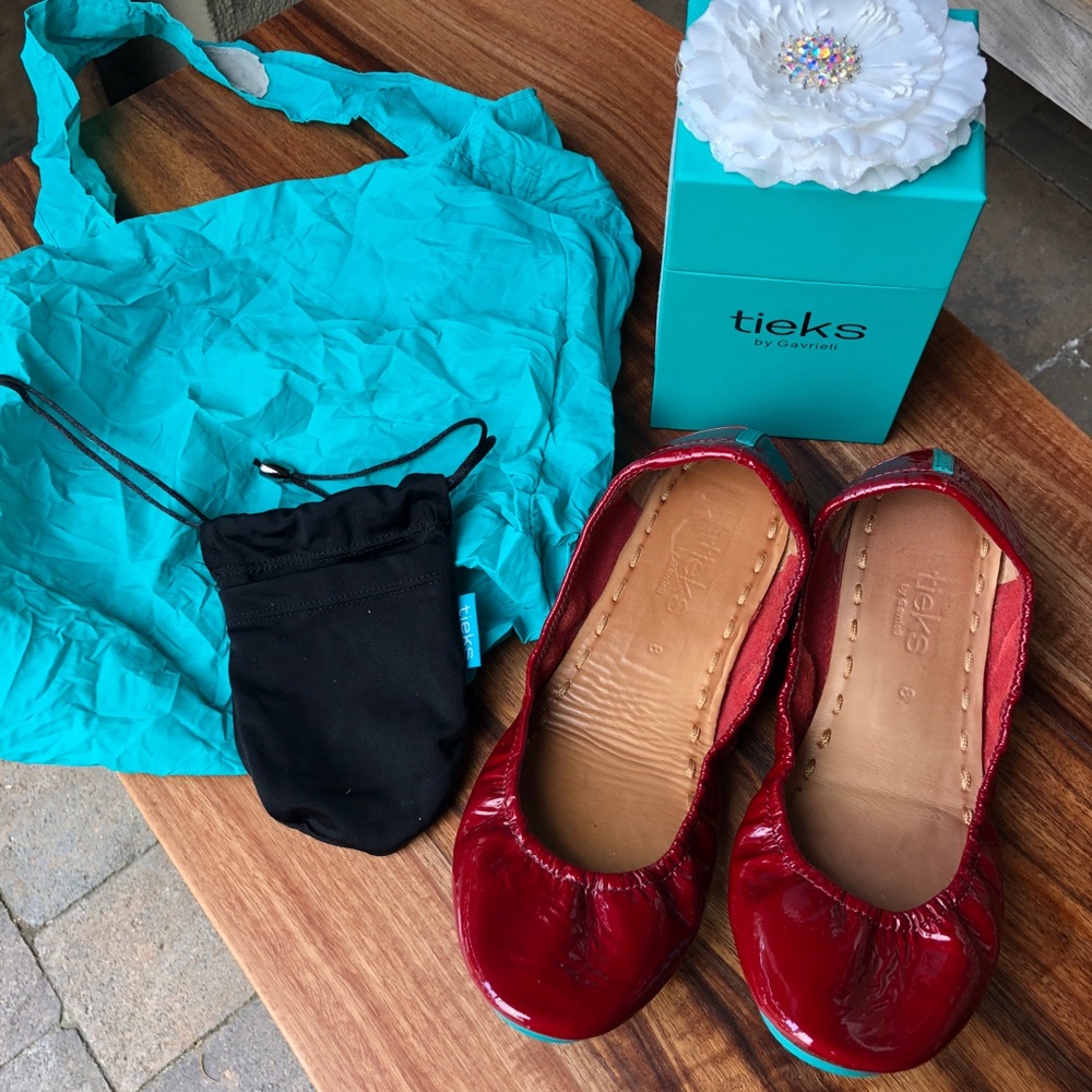 Ruby Red Patent Tieks Size 8